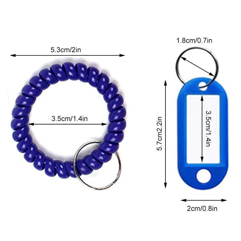 SENHAI 12 pcs Wristband Keychains & 6 pcs Key Tags, Plastic Coil Stretch Elastic Spring Spiral Bracelet Key Ring for Gym Pool ID Badge, Plastic ID Tags with Label Window for Keychain Pet Luggage Bag - Image 3